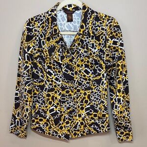 MultiplesChain Pattern Jacket in Brown, White, and Gold, S